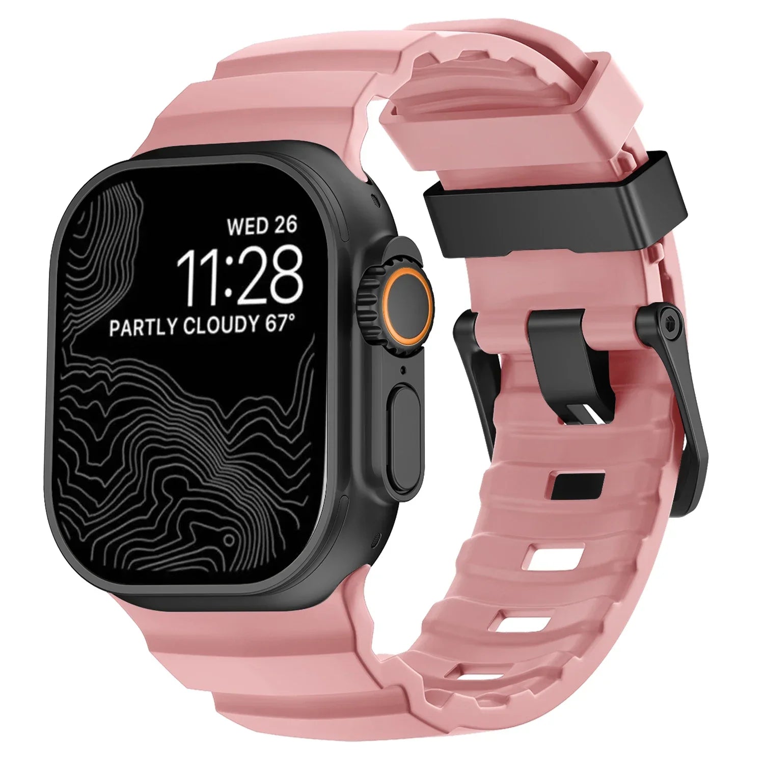 Bracelet de remplacement pour Apple Watch en silicone épais rose