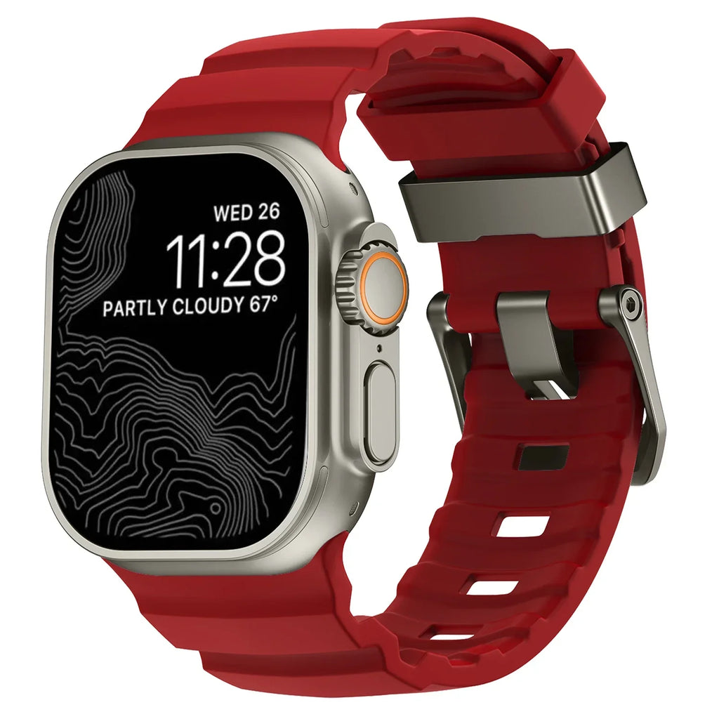 Bracelet de remplacement pour Apple Watch en silicone épais rouge