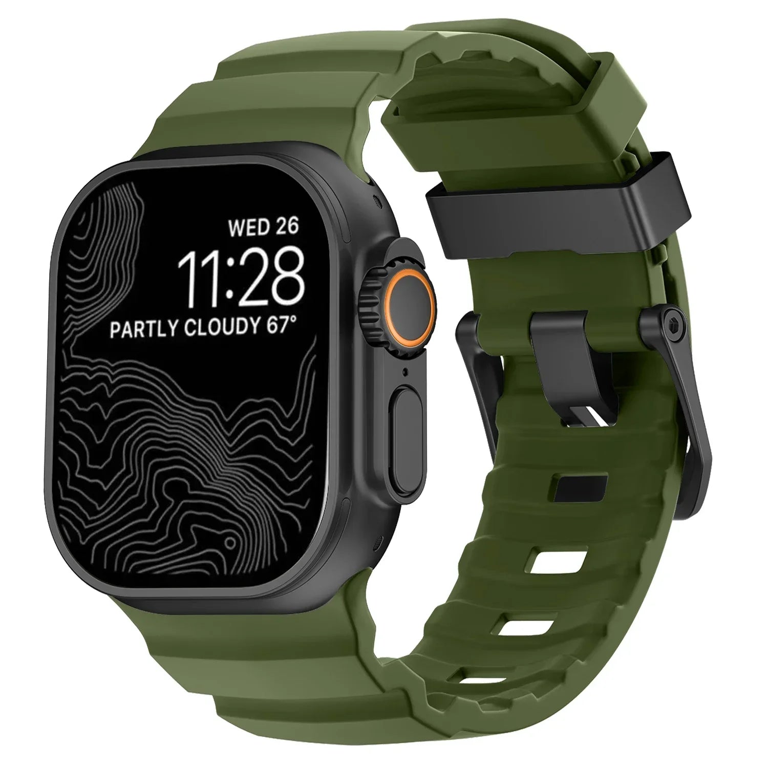 Bracelet de remplacement pour Apple Watch en silicone épais vert
