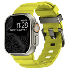 Bracelet de remplacement pour Apple Watch en silicone épais vert jaune