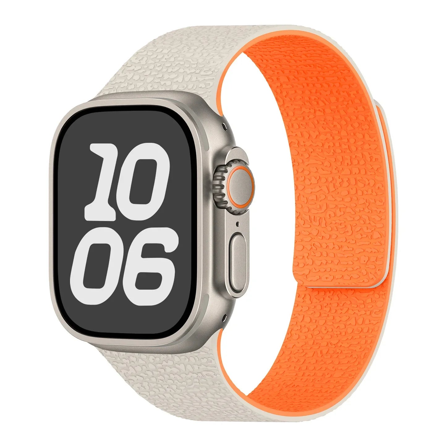 Bracelet de remplacement pour Apple Watch en silicone magnétique beige orange