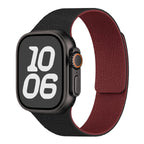 Bracelet de remplacement pour Apple Watch en silicone magnétique noir et bordeau