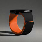 Bracelet de remplacement pour Apple Watch en silicone magnétique noir et orange