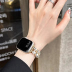 Bracelet de remplacement pour Apple Watch en strass et perles or et perles