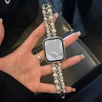 Bracelet de remplacement pour Apple Watch en strass et perles argent