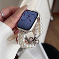 Bracelet de remplacement pour Apple Watch en strass et perles blanc