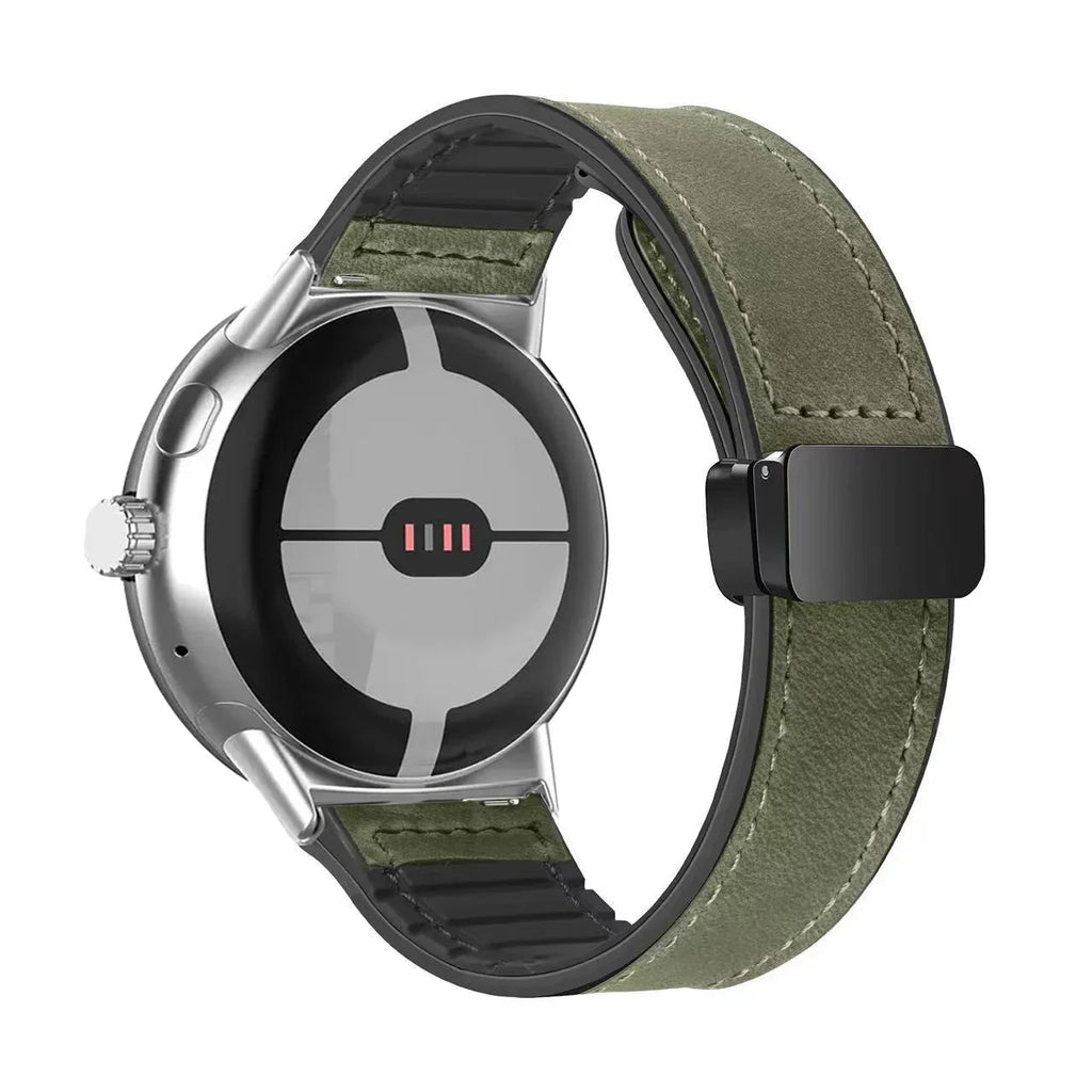 Bracelet de remplacement pour Google Pixel Watch 1, 2, 3, 4, 41 mm, 45mm,en cuir vert