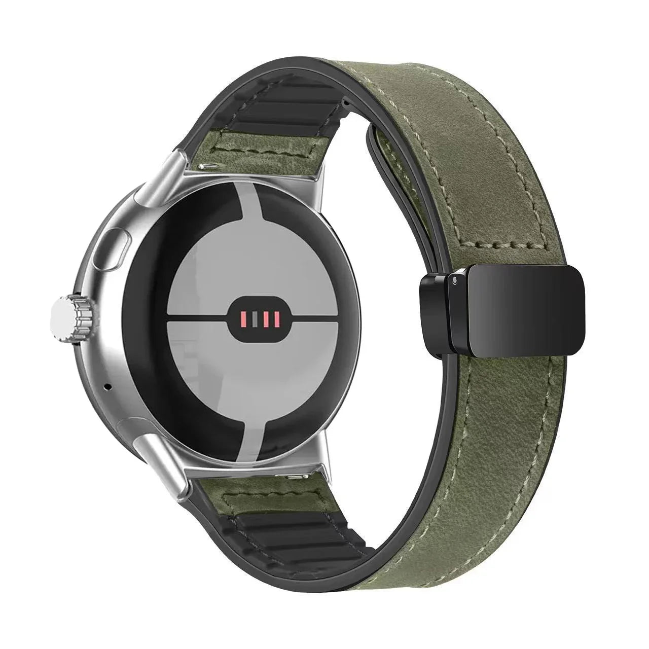 Bracelet de remplacement pour Google Pixel Watch 1, 2, 3, 4, 41 mm, 45mm,en cuir vert