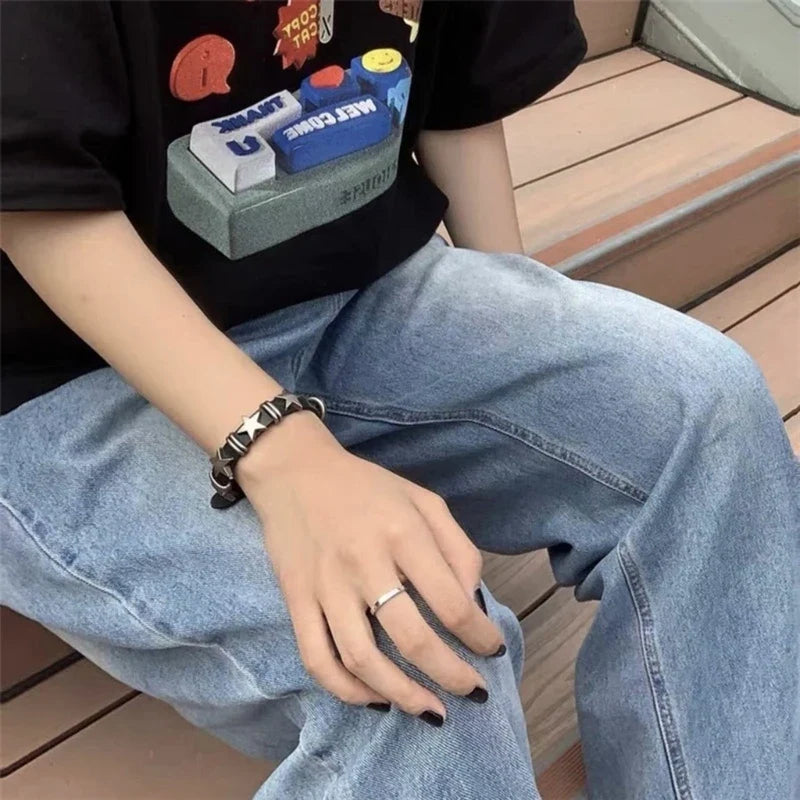 Vintage Style Bracelet with Black Stars