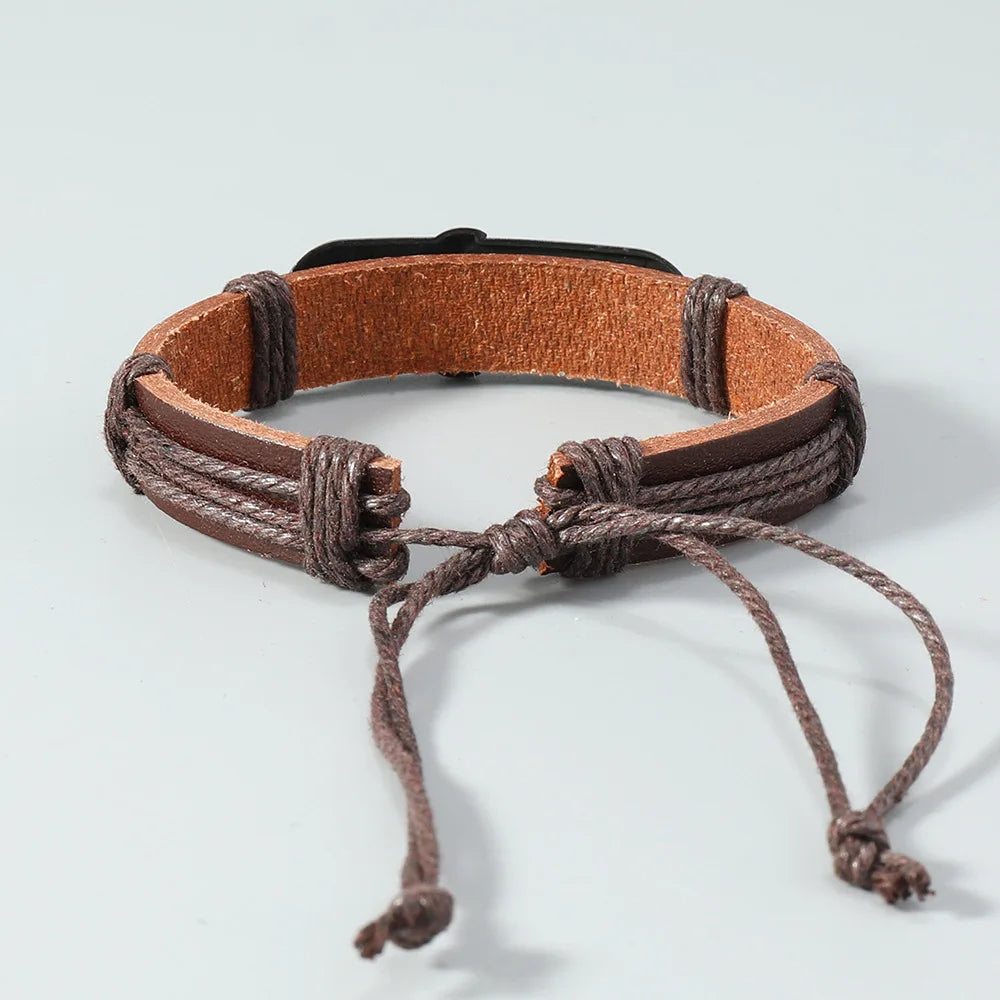 Leather Waves Anchor Bracelet 