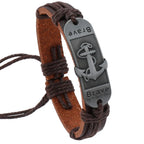 Bracelet des Flots en Cuir Ancre