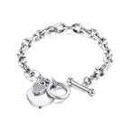 Double Heart Chain Bracelet for Women silver