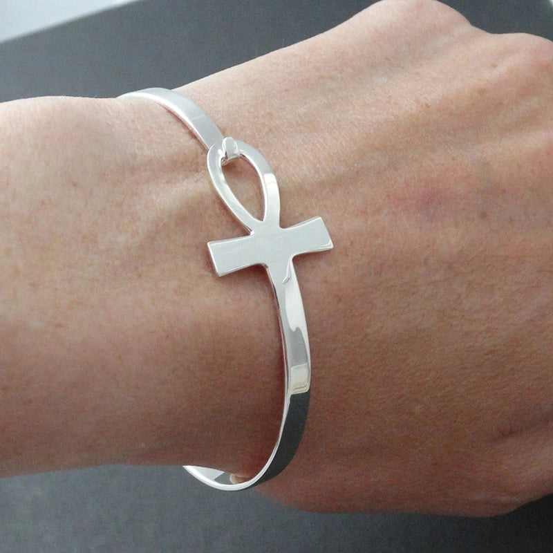 Egyptian bracelet for women silver ankh