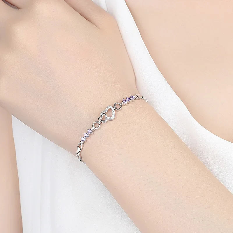 Elegant bracelet with white Zircon Heart