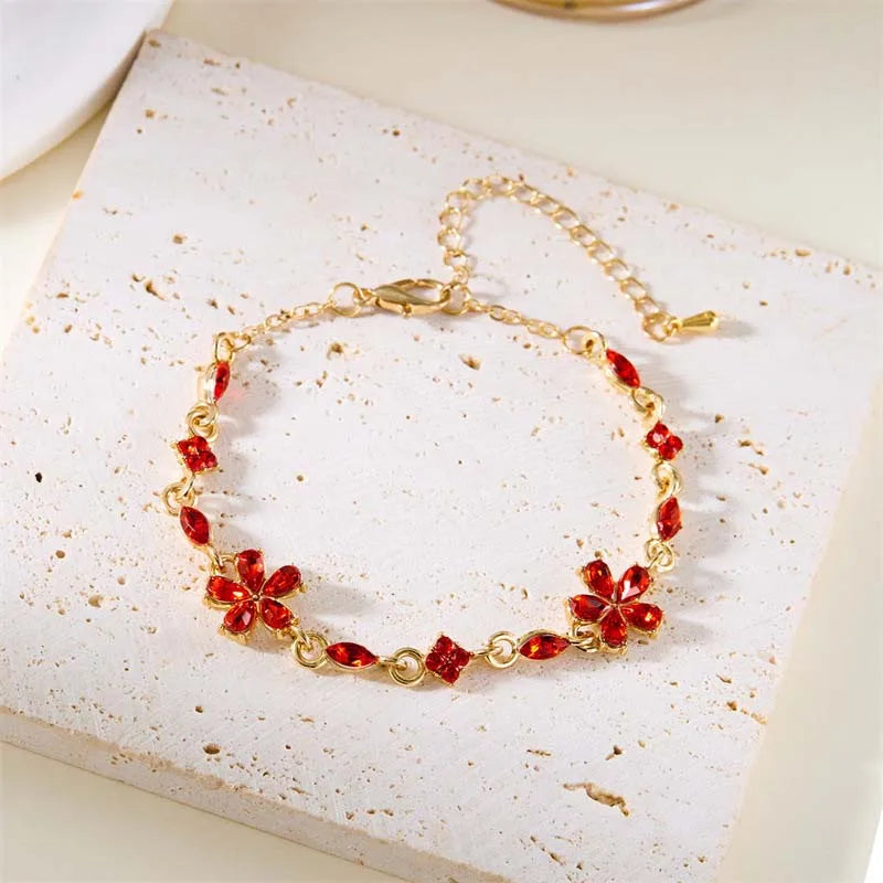 Elegant Bracelet with Red Flowers