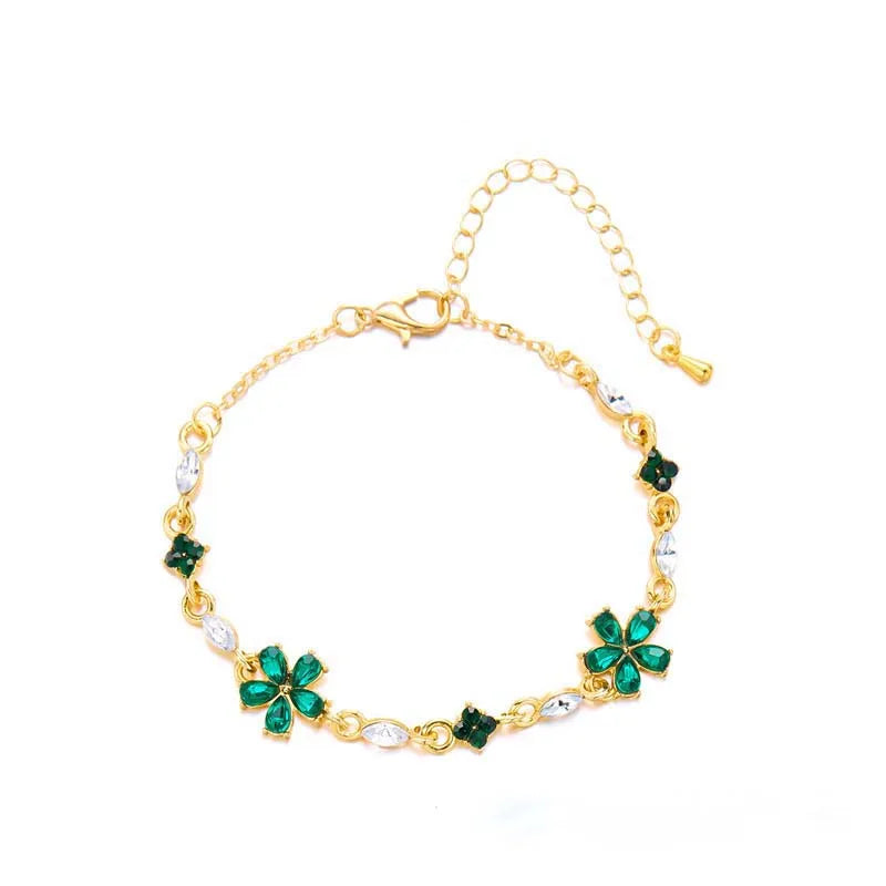 Elegant Bracelet with Green Flowers