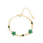 Elegant Bracelet with Green Flowers