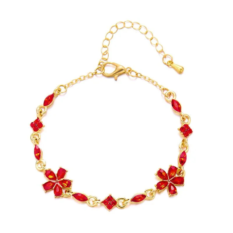 Elegant Bracelet with Red Flowers