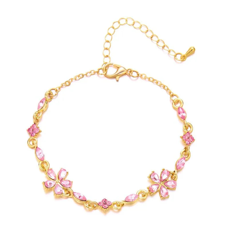 Elegant Bracelet with Pink Flowers