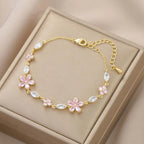 Elegant Bracelet with Pink Flowers