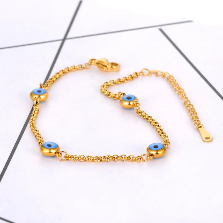 Elegant Bracelet Against the Turkish Evil Eye Gold