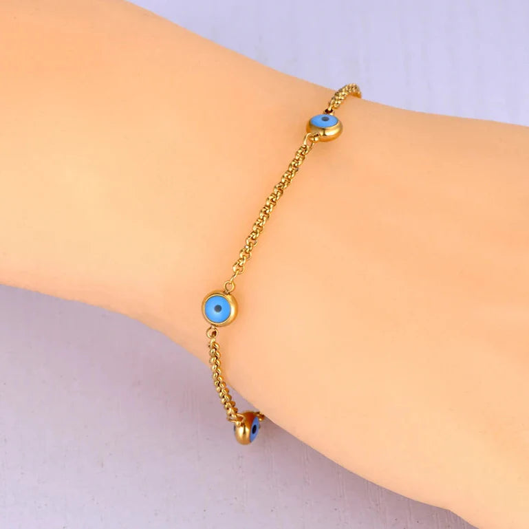 Elegant Bracelet Against the Turkish Evil Eye Gold