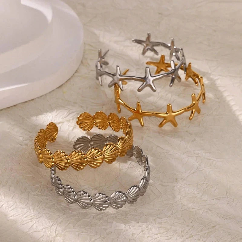 Bracelet Elégant Coquillages Etoile de Mer et Coquilles Saint-Jacques argent