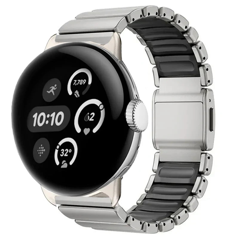 Bracelet en acier inoxydable pour Google Pixel Watch 3, 4, 45mm  argent et noir