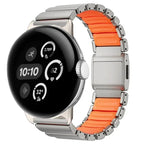 Bracelet en acier inoxydable pour Google Pixel Watch 3, 4, 45mm argent et orange