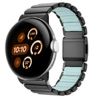 Bracelet en acier inoxydable pour Google Pixel Watch 3, 4, 45mm  noir et bleu