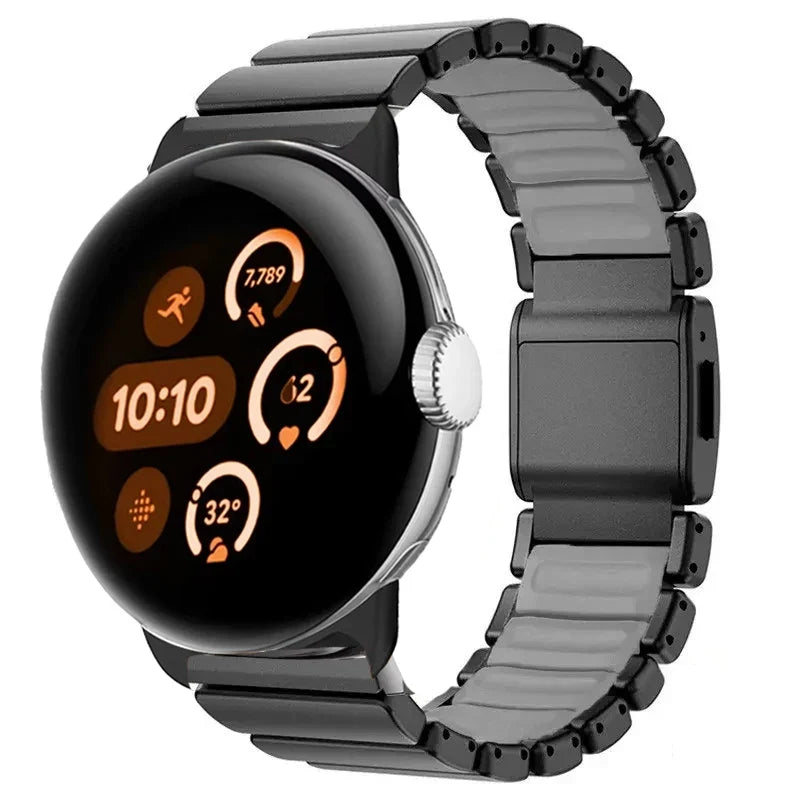 Bracelet en acier inoxydable pour Google Pixel Watch 3, 4, 45mm  noir et gris
