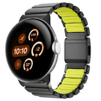 Bracelet en acier inoxydable pour Google Pixel Watch 3, 4, 45mm noir et jaune