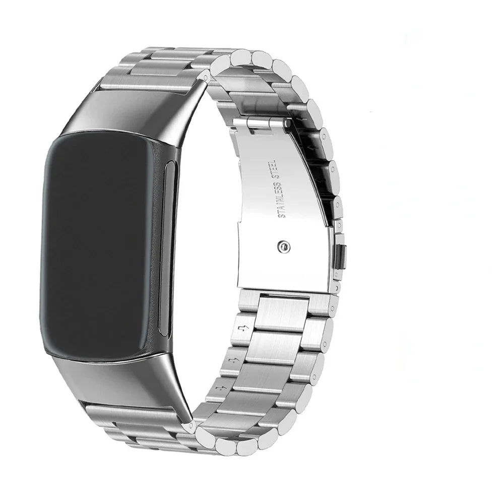 Bracelet en acier pour montre Fitbit Charge 5, Charge 6 argent