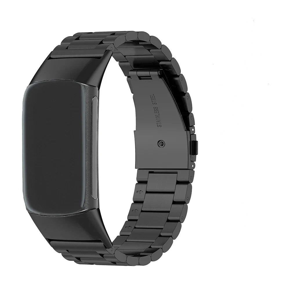Bracelet en acier pour montre Fitbit Charge 5, Charge 6 noir