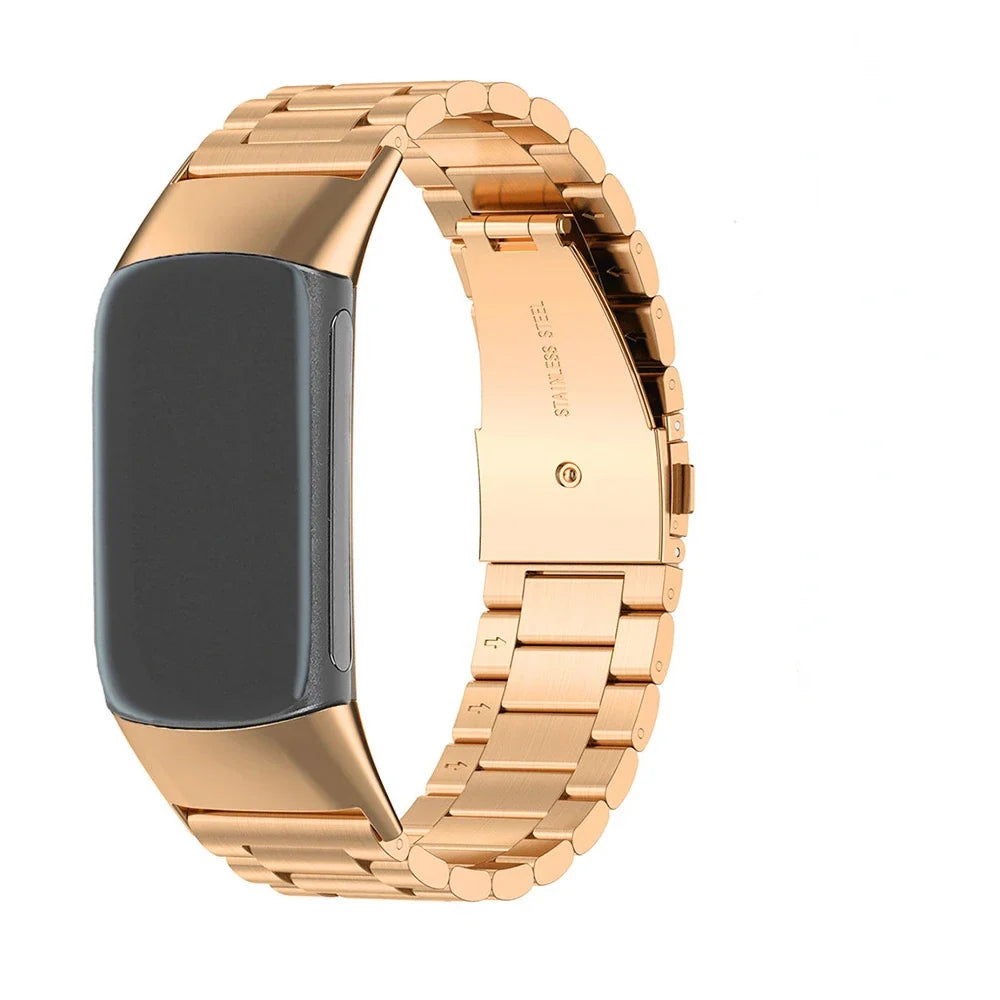 Bracelet en acier pour montre Fitbit Charge 5, Charge 6 or rose