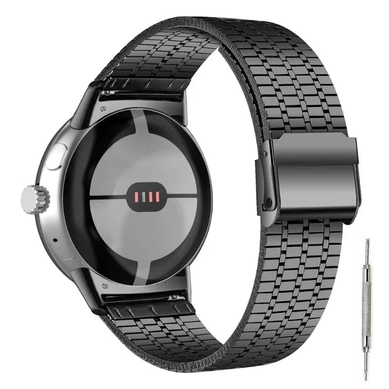 Tempered Steel Mesh Bracelet Smartwatch Google Pixel Watch 1 & 2 black