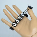 Black and White Yin Yang Wooden Bracelet