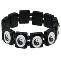 Black and White Yin Yang Wooden Bracelet
