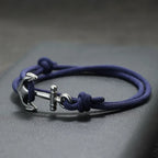 Bracelet en corde ancre bleu marine