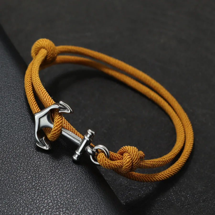 Bracelet en corde ancre jaune