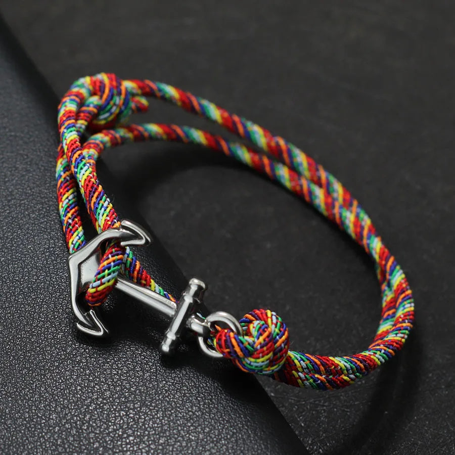 Bracelet en corde ancre multicolore