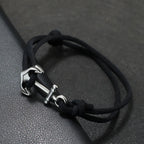 Bracelet en corde ancre noir