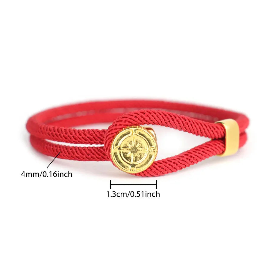 Rope Bracelet with Nautical Compass Wind Rose