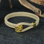 Rope Bracelet with Nautical Compass Beige Wind Rose