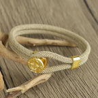 Rope Bracelet with Nautical Compass Beige Wind Rose