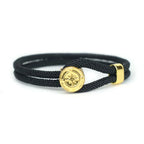 Rope Bracelet with Nautical Compass Black Wind Rose