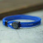 Cord Bracelet with Black Compass Royal Blue Wind Rose