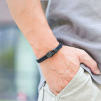 Cord Bracelet with Black Compass Black Wind Rose