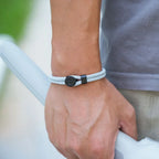 Cord Bracelet with Black Compass Grey Wind Rose