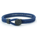 Cord Bracelet with Black Compass Navy Blue Wind Rose